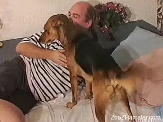 Blonde mature delights with dog cock in her moist pussy