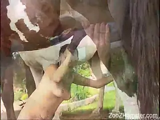 Redheaded Latina begs this horse to gape her juicy MILF pussy