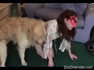 Slut in a skirt getting dominated in a doggy position