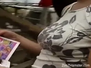 Blonde MILF masturbates and fucks a kinky stallion