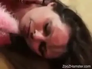Dark-haired beauty in a fursuit gets fucked silly