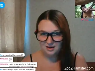 Fat camgirl masturbating to top-shelf bestiality porn