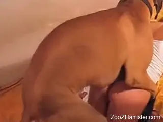 Dirty nude home porn with the dog for a needy wife