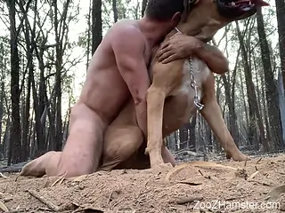 Muscular guy fucking a sexy brown beast from behind