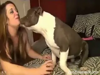 Zoophilic mommy enjoys eating ass and licking dog dick