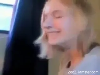 Hot blonde zoophile getting fucked by a juicy doggo