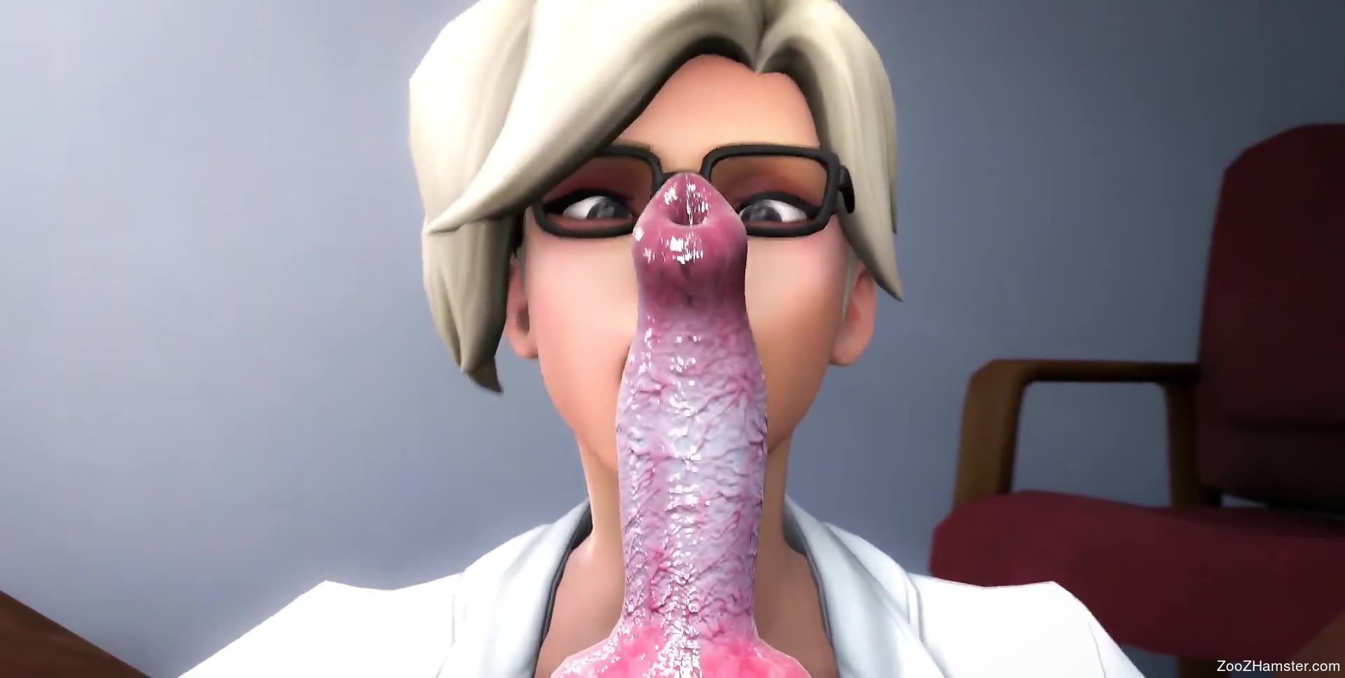 Restless dog cock whore riding dick in a 3D porno