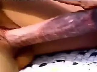 Horny lady takes horse cock in her tight little twat