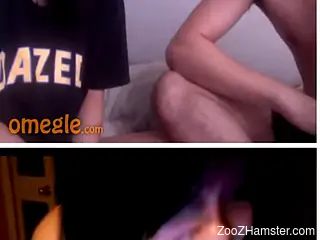 Hot Omegle couple watching bestiality happily