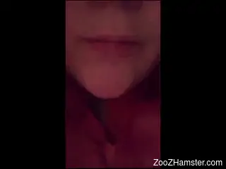 Aroused female gives a dog the best blowjob while she on cam