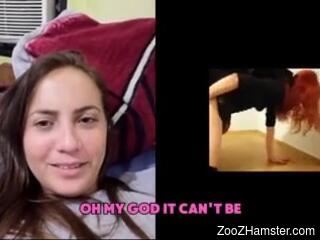 Aroused babe watches online zoopphilia porn and loves it